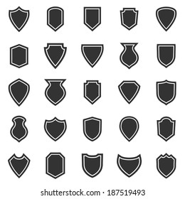 Shield icons on white background, stock vector