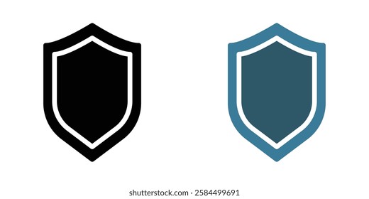 Shield icons pack in black and colored version