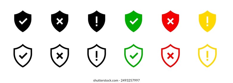 Iconos de escudo. Protección, colección de escudos de seguridad. Conjunto de iconos vectoriales de escudo. EPS 10