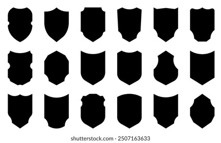 Shield icons set in black color. Vector design elements in concept of safety and protection. Safe icon