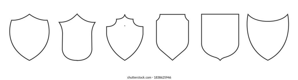 Iconos de escudo en negro. Sobre fondo blanco. Ilustración del vector