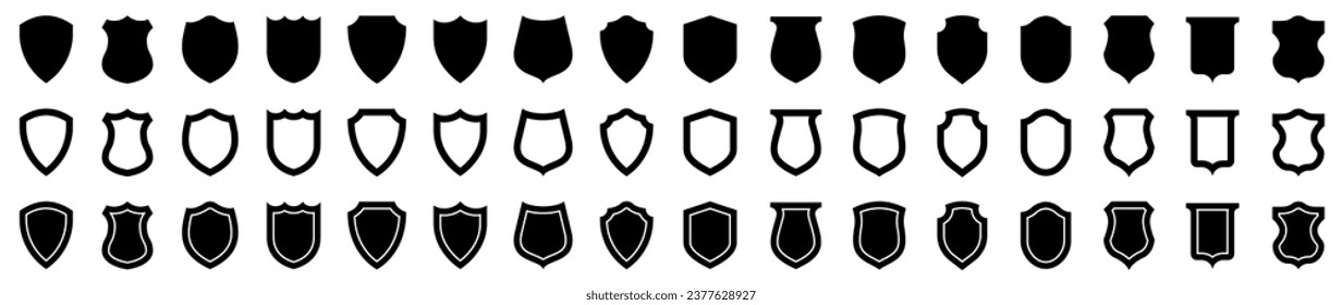 Shield icons set. Collection of security shield icons. Protect shield vector. Security sign. Protection symbol. Badge quality symbol, sign, logo, emblem. Vector illustration