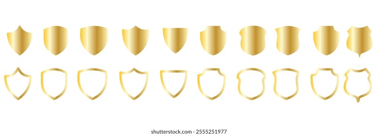 Shield icons set. Collection of security shield icons isolated on white background. Protect shield vector. Safety, protection, defence symbol. 333