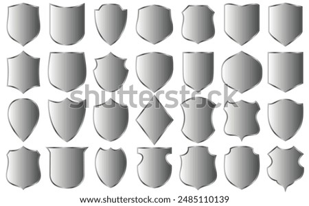 Shield icons set. Collection of security shield icons isolated on white background. Protect shield vector. Safety, protection, defence symbol.