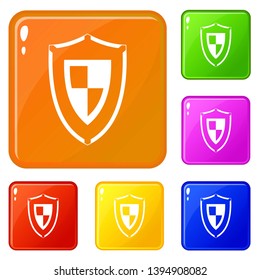 Shield icons set collection vector 6 color isolated on white background