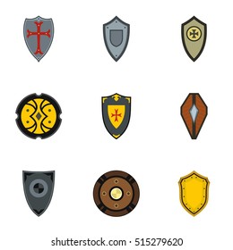Shield icons set. Flat illustration of 9 shield vector icons for web