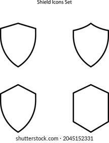Schildsymbole einzeln auf weißem Hintergrund. Schild Symbol dünnen Linie Umriss Linearschild Symbol für Logo, Web, App, UI. Schild Symbol einfache Zeichen.