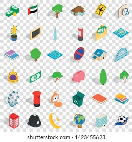 Shield icons set. Isometric style of 36 shield vector icons for web for any design