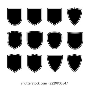 Shield icons set. Protect shield black icon, vector illustration on a white background