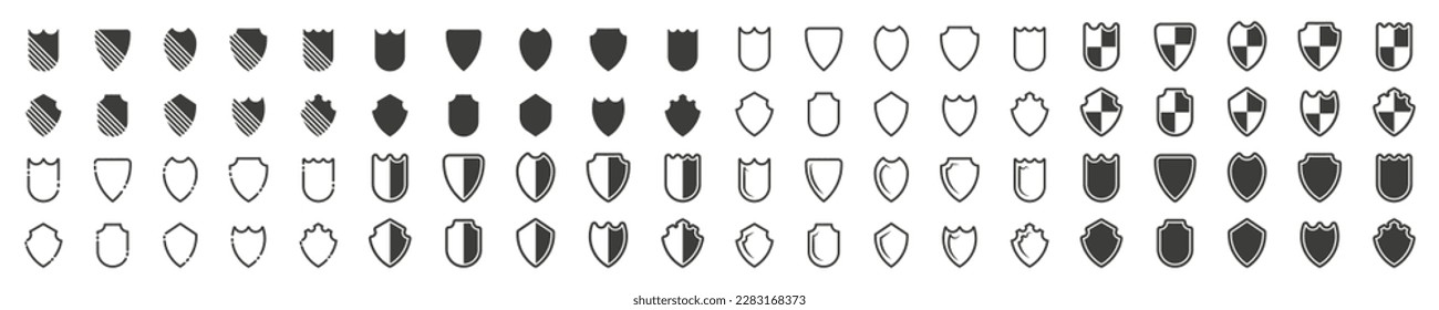 Juego de iconos de escudo. Proteger la colección de escudos. Ilustración vectorial.