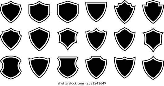 Conjunto de iconos de escudo. Proteja el Vector de seguridad del escudo. Iconos aislados del escudo del Vector. Colección de los iconos del escudo de seguridad.