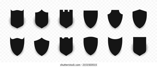 Escudo. Juego de iconos de escudo. Proteger la colección de vectores de escudo. Formas aisladas de protección vectorial plana. EPS vectorial 10