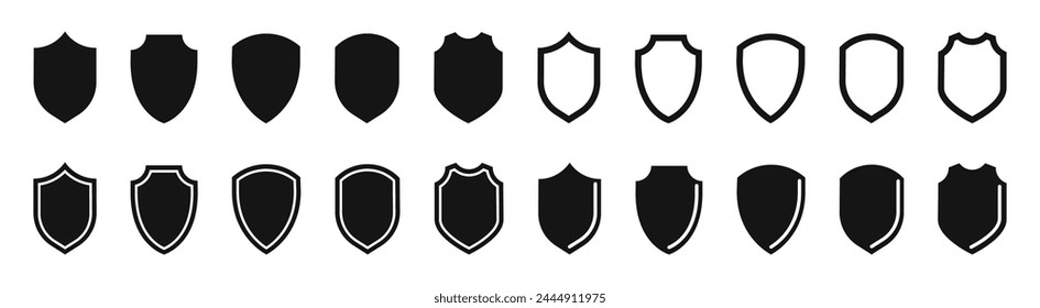 Iconos de escudo establecidos. Proteger iconos vectoriales de escudo