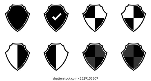 Shield icons set. Protect shield vector. Design elements for concept of safety and protection.