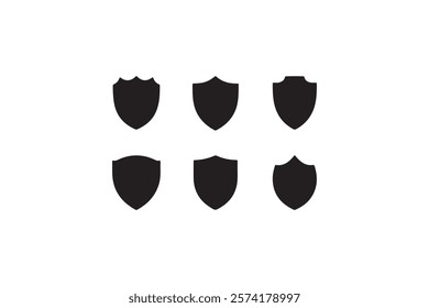 Shield icons set. Protect shield vector sign. Shield icon set. Protect shield security icons: badge quality symbol, sign, and logo on a white background.