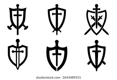 Shield icons set. Protect shield vector, hield Line Icons. Editable Stroke. Contains such icons as Badge, Defending, Firewall, Insignia, Privacy, Safety, Security, Logo, Military, Ornate, Armour 