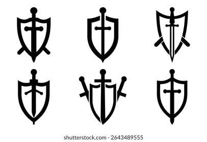 Shield icons set. Protect shield vector, hield Line Icons. Editable Stroke. Contains such icons as Badge, Defending, Firewall, Insignia, Privacy, Safety, Security, Logo, Military, Ornate, Armour 