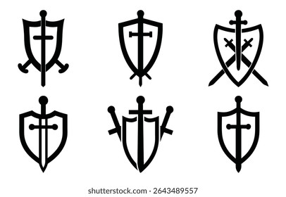 Shield icons set. Protect shield vector, hield Line Icons. Editable Stroke. Contains such icons as Badge, Defending, Firewall, Insignia, Privacy, Safety, Security, Logo, Military, Ornate, Armour 