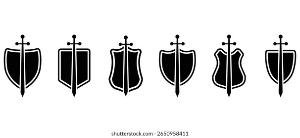 Ícones de blindagem definidos. Proteger ícone de vetor de escudo.