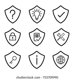 Shield Icons Set, for Protection and security concept-Vector Iconic Design.