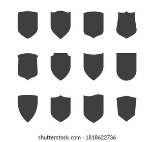 Shield icons set. Protection vector symbol. Black on white background.