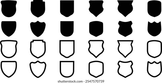 Shield icons set. Shield security vector. Protect shield security vector. Collection of security shield icons. Design elements for concept of safety and protection.