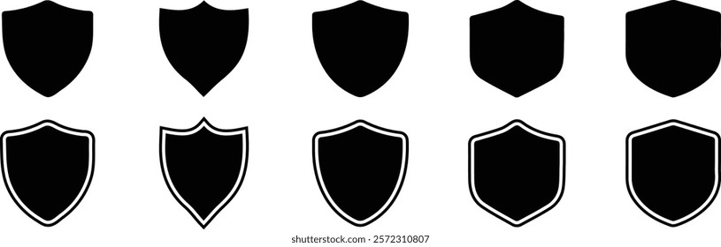 Shield icons set. Shield security vector. Protect shield security vector. Collection of security shield icons. Design elements for concept of safety and protection. Vector