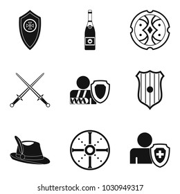 Shield icons set. Simple set of 9 shield vector icons for web isolated on white background