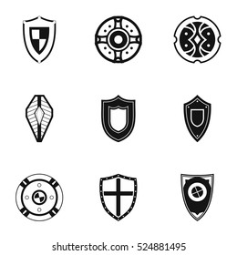 Shield icons set. Simple illustration of 9 shield vector icons for web