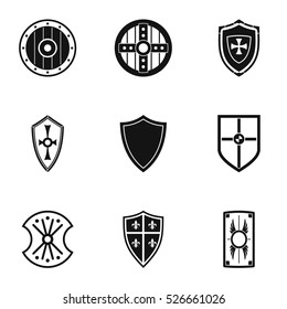 Shield icons set. Simple illustration of 9 shield vector icons for web