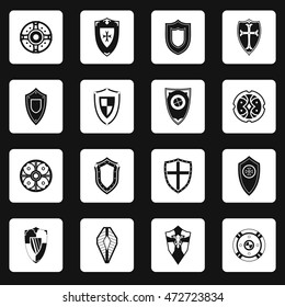 Shield icons set in simple style. Protection shield set collection vector illustration