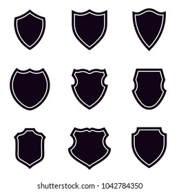 Shield icons set. Vector illustration.