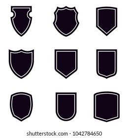 Shield icons set. Vector illustration.