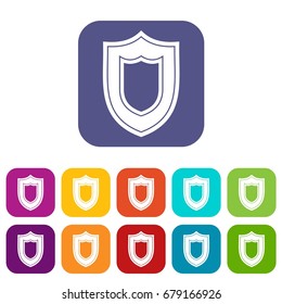 Shield icons set vector illustration in flat style In colors red, blue, green and other