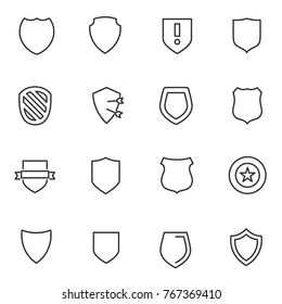 Shield Icons Set. Vector Linear Icon.  Line With Editable Stroke