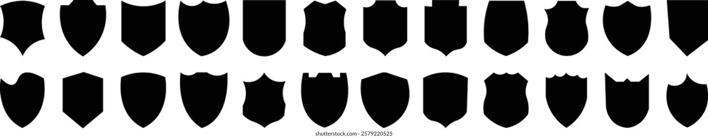 
Shield icons set. shield vector silhouettes, badges design set. Protect shield vector. 
security shields logotypes with check mark  
