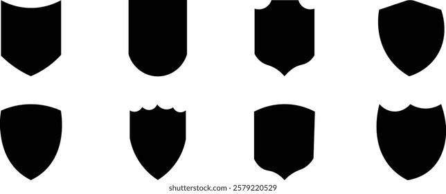 
Shield icons set. shield vector silhouettes, badges design set. Protect shield vector. 
security shields logotypes with check mark  
