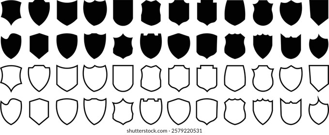 
Shield icons set. shield vector silhouettes, badges design set. Protect shield vector. 
security shields logotypes with check mark  
