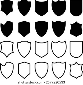 
Shield icons set. shield vector silhouettes, badges design set. Protect shield vector. 
security shields logotypes with check mark  
