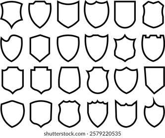 
Shield icons set. shield vector silhouettes, badges design set. Protect shield vector. 
security shields logotypes with check mark  
