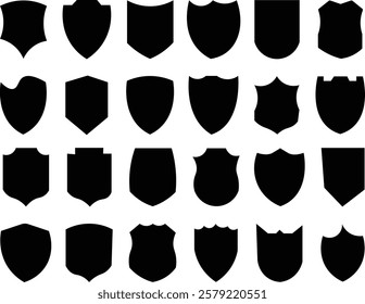 
Shield icons set. shield vector silhouettes, badges design set. Protect shield vector. 
security shields logotypes with check mark  
