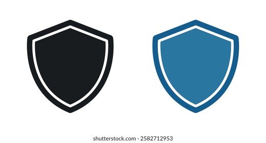 Shield icons set vectors black and colored style