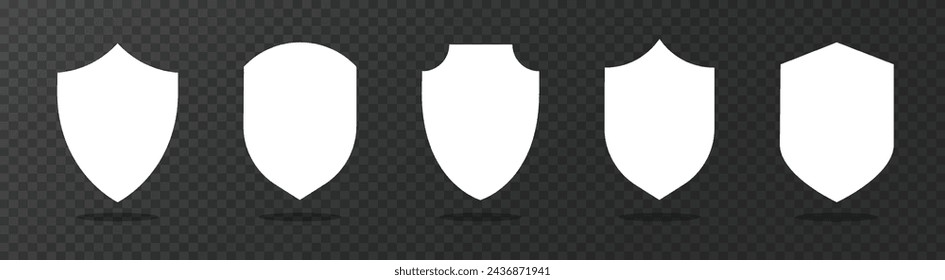 Shield icons. Vector shields. Different shields shapes. Shields icon set. Protect badge.