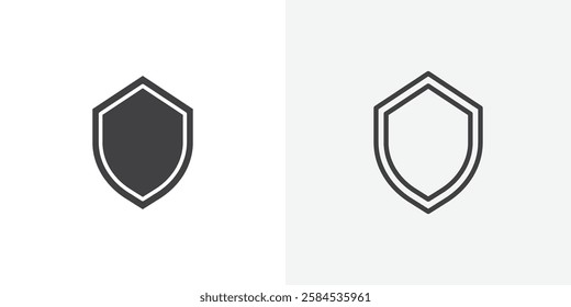 Shield icons vectors illustrations in black fill and liner versions