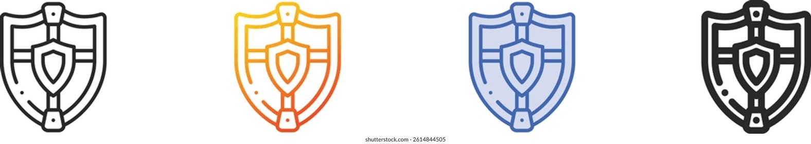 shield icon.Thin Linear, Gradient, Blue Stroke and bold Style Design Isolated On White Background