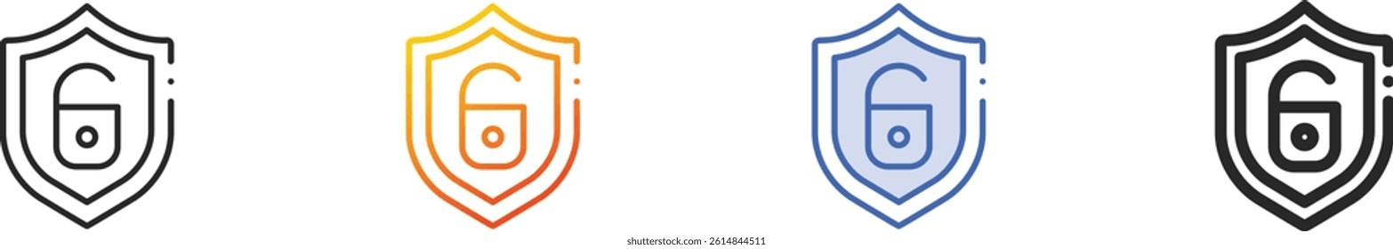 shield icon.Thin Linear, Gradient, Blue Stroke and bold Style Design Isolated On White Background