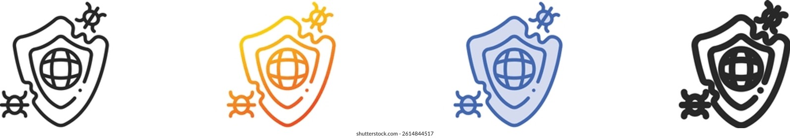 shield icon.Thin Linear, Gradient, Blue Stroke and bold Style Design Isolated On White Background