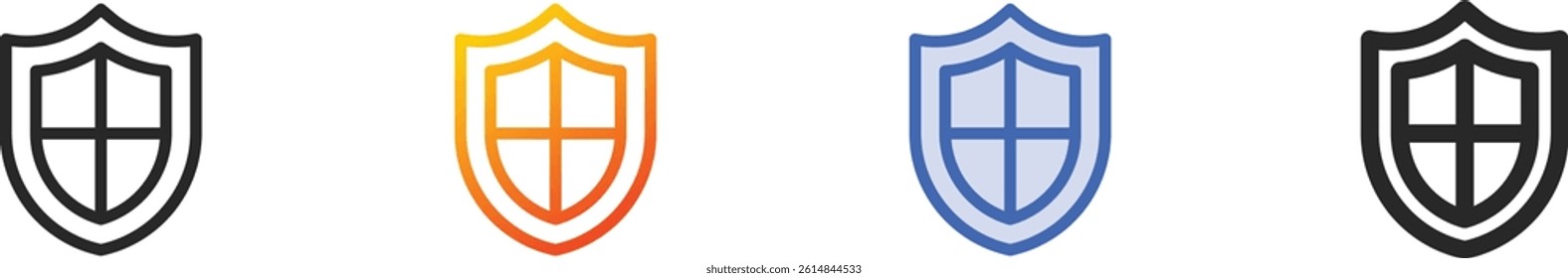 shield icon.Thin Linear, Gradient, Blue Stroke and bold Style Design Isolated On White Background