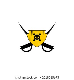 shield illustration design with skull and two crossed swords