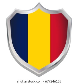A Shield Illustration with the flag for the country of Chad